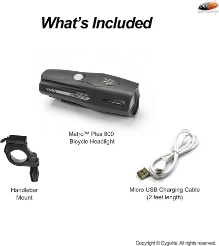 Vista 8 de Cygolite Metro Series Bike Lights, USB Rechargeable, Secure Hard Mount, Night & Daytime Modes, Compact, Durable, IP67 Waterproof; Road, Mountain