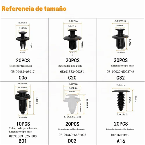 Vista 2 de Kit de clips de retención de automóvil de 6 tamaños, clips para panel de moldura de puerta automática, accesorios de repuesto de tornillos