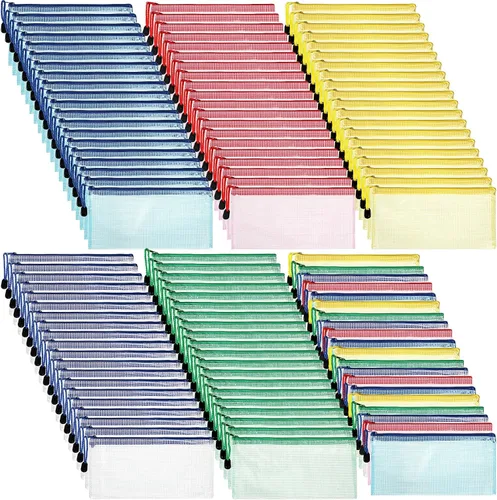 Vista 14 de Handepo 100 bolsas de malla para lápices, azul, A6