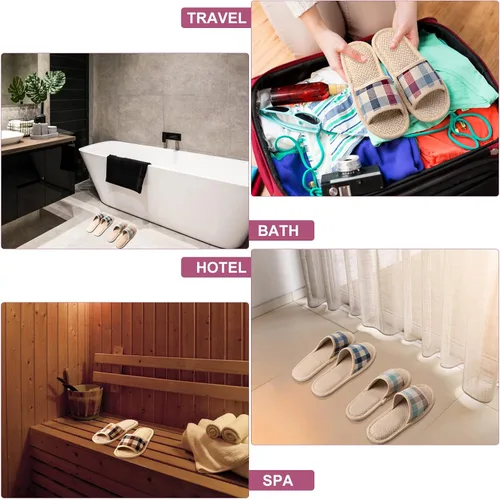 Vista 6 de Tessco for you 10 Pairs Washable House Slippers for Guests Open Toe Breathable Slippers Reusable Home Bedroom Hotel Family Travel Unisex Non Slip