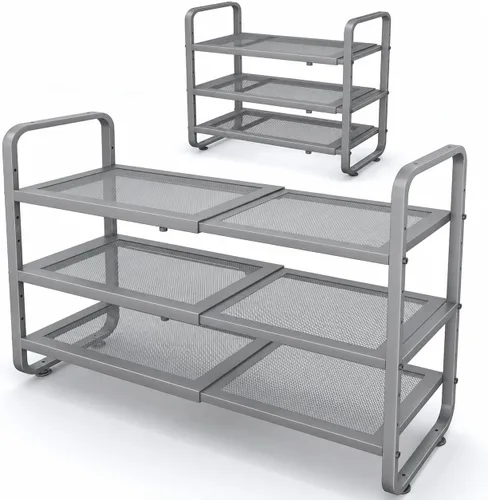 Vista 14 de Estante para zapatos SNTD - Organizador de zapatos ampliable para armario, estante de almacenamiento de zapatos de metal ajustable, soporte