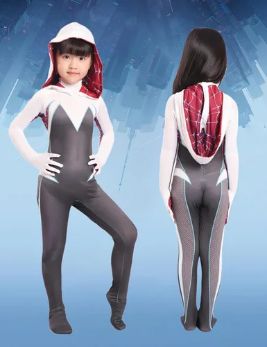 Vista 5 de ToBunm Disfraz de araña para cosplay, overol de superhéroe con capa para niños, Halloween
