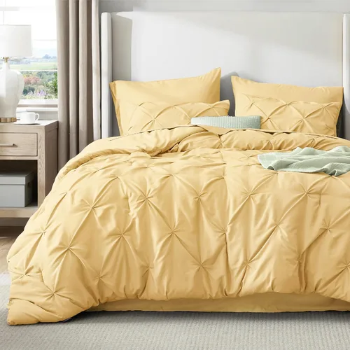Vista 63 de Bedsure - Juego de edredón tamaño individual gris - Ropa de cama tamaño individual en una bolsa de 5 piezas, juego de cama Pintuck GentleSoft™