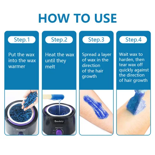 Vista 7 de Bestidy Cuentas de cera dura para depilación – 3.53 onzas de granos encerados para todas las áreas del cuerpo y bikini (azul)