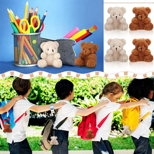 Vista 4 de Aoriher 6 piezas de mini oso de peluche de 4 pulgadas, color marrón