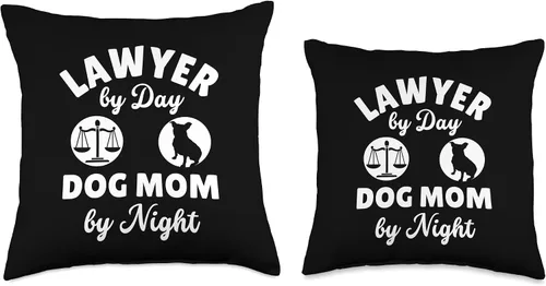 Vista 3 de Lawyer Gifts For Women Dog Mom Law School Student Law Women Justice Lawyer by Day Dog Mom by Night - Almohada de 18 x 18 pulgadas, multicolor