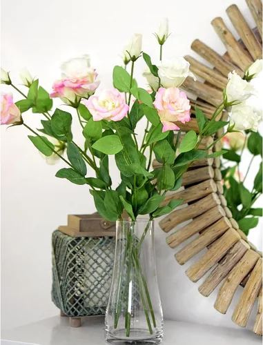 Vista 3 de FiveSeasonStuff Real Touch Lisianthus - Flores artificiales florales de color rosa claro, tallos largos y altos, 1.9 pies, 3 tallos Rosa claro