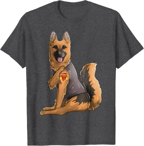 Vista 30 de Camiseta de perro con tatuaje de pastor alemán I Love Mom para el día de la madre, Negro, S
