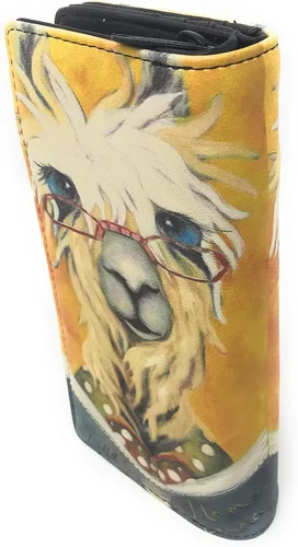 Vista 2 de Shag Wear Llama Reading Bedtime Stories - Cartera grande para mujeres y adolescentes, piel sintética vegana de 7 pulgadas, Historias para dormir