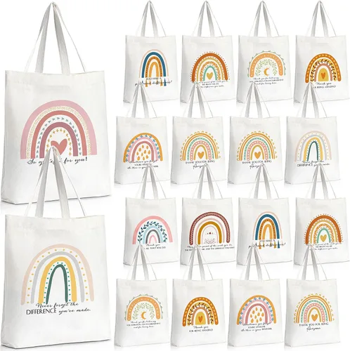 Vista 8 de Sadnyy 20 bolsas de lona arcoíris para profesores y empleados, regalo inspirador con cremallera para oficina, escuela