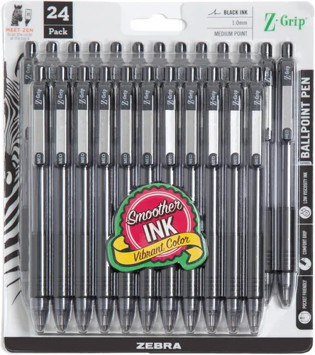 Vista 13 de Zebra Pen Z-Grip - Bolígrafo retráctil de punta media, 3/64 pulgadas, tinta negra, 12