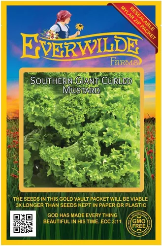 Vista 4 de Everwilde Farms - Semillas de mostaza rizadas Southern Giant de 1 onza - Gold Vault
