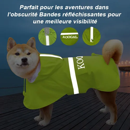 Vista 6 de Chaqueta Impermeable para Perros Poncho Ropa para Perros Impermeable para Mascotas para Perros de Tamaño Pequeño a Mediano (Amarillo Fluor, 2XL)