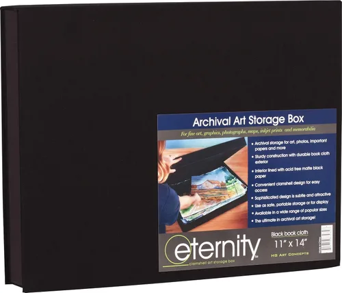 Vista 13 de HG Art Concepts Eternity Archival Clamshell - Caja de almacenamiento de fotos, color negro, 8.5 x 11 pulgadas, para almacenar obras de arte, fotos