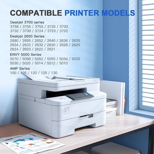 Vista 2 de 65XL para HP Cartucho de tinta negra de alto rendimiento de repuesto para tinta HP 65, 65XL Cartucho de tinta negra para impresoras HP Deskjet 3755
