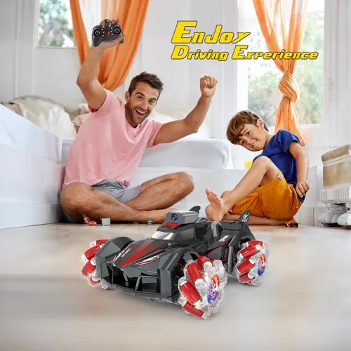 Vista 8 de Yasola Auto RC con cámara para niños, control remoto giratorio de 360° de alta velocidad, vehículo de acrobacias de juguete para niños y niñas