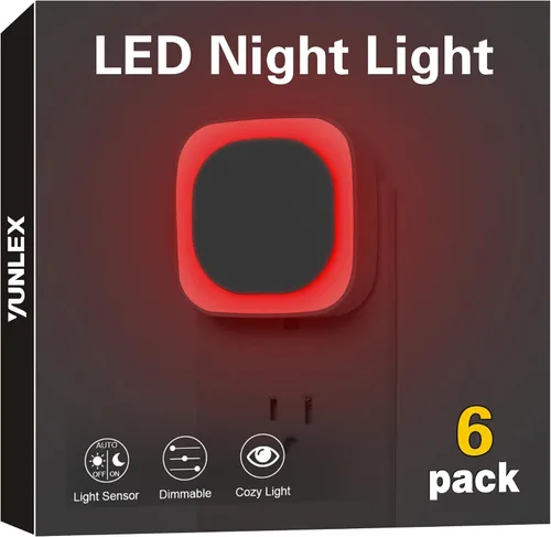 Vista 14 de YUNLEX Paquete de 4 luces nocturnas enchufables regulables, luz nocturna azul, sensor automático de atardecer a amanecer, luz nocturna LED, brillo