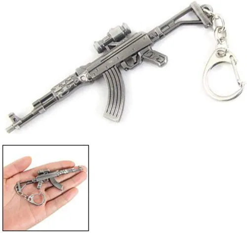 Vista 3 de Mallofusa Miniatura de metal gris AK47 Rifle Gun Modelo Llavero Llavero Bolsa Colgante Decoración Decoración
