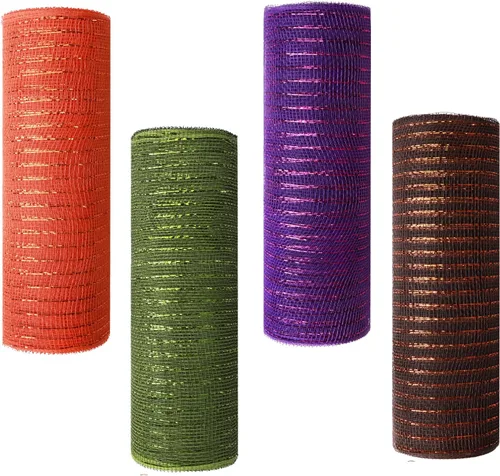 Vista 13 de 4 rollos de cinta de malla decorativa para decoración de coronas, 10 pulgadas x 30 pies, rollo de malla decorativa de San Valentín, suministros