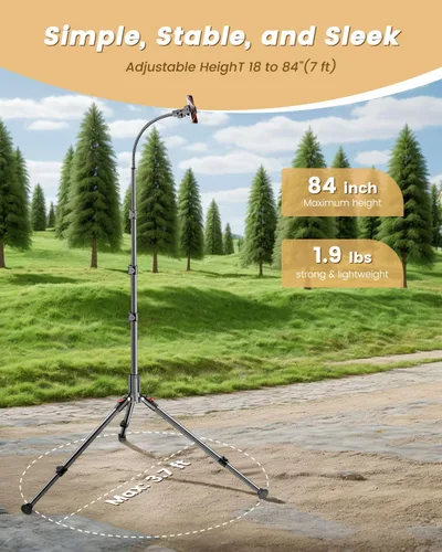 Vista 2 de CAMBOFOTO 84" Phone Tripod, Tall Tripod for iPhone with Gooseneck & Remote