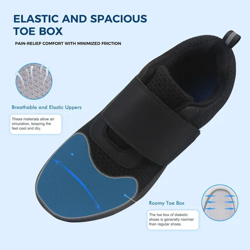 Vista 5 de Ortho+rest Zapatos para caminar diabéticos para hombre, zapatos para edema para pies hinchados, soporte de arco, zapatillas ortopédicas