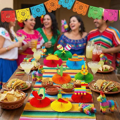 Vista 6 de WILLBOND 9 piezas de mesa de fiesta mexicana para decoración de centro