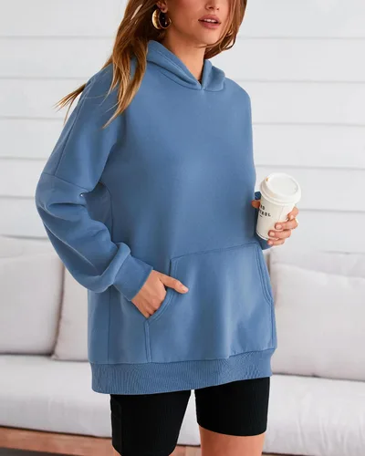 Vista 3 de BTFBM Sudaderas con capucha de gran tamaño para mujer, sudadera con capucha de forro polar, casual, manga larga, suéter de otoño e invierno, moda