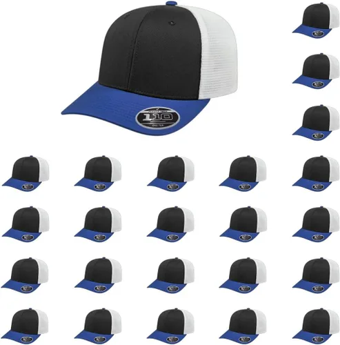 Vista 25 de Cap America i8502 Flexfit 110 Premium - Gorra de camionero de perfil medio con 6 paneles de malla trasera con protección UV y cierre ajustable