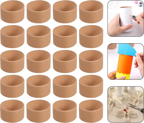 Vista 8 de Tubo de cartón marrón, 20 unidades, tubos de papel kraft para manualidades, rollos de cartón de extremo abierto, suministros de pintura para niños