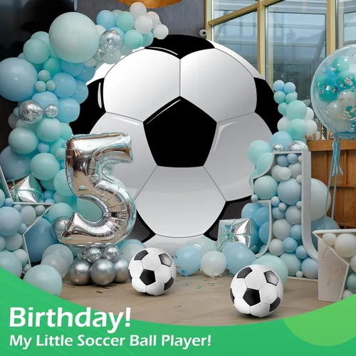 Vista 3 de Fondo redondo de fútbol de 6.5 pies, telón de fondo de arco temático deportivo para fiesta y fotografía, decoración de cumpleaños, campo de fútbol