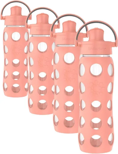 Vista 11 de Lifefactory Botella de agua de vidrio de 16 onzas con tapa abatible activa y funda protectora de silicona, melón Funda protectora de silicona