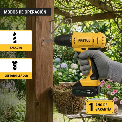 Vista 4 de Taladro inalámbrico, batería de iones de litio 12 V Pretul