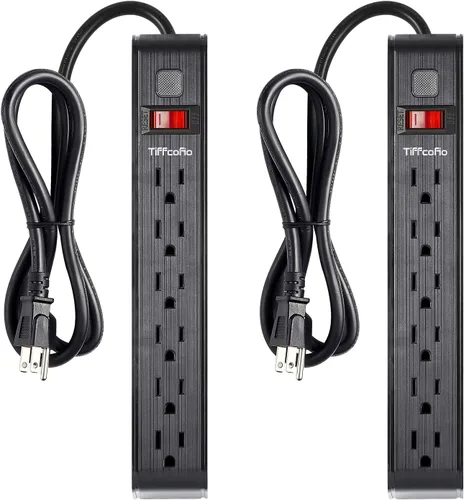 Vista 8 de Protector contra sobretensiones, cable de extensión de 4 pies, protección contra sobretensiones de 600 julios, protección múltiple de 6 tomas