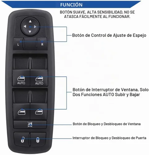 Vista 4 de Obaee Interruptor de ventana delantera izquierda 68231805AA compatible con Chrysler 300 2011-2012, Chrysler 200 2015-2017, Dodge Charger 2011-2014