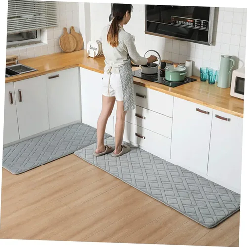Vista 7 de Tapete de baño absorbente antideslizante grueso antideslizante para cocina, entrada, gris oscuro, resistente al agua para zonas de alto tráfico