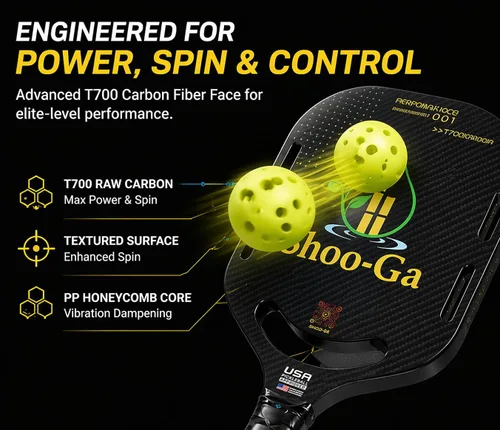 Vista 8 de Paletas aerodinámicas de fibra de carbono para pickleball (juego de 2) con superficie esmerilada ProSpin+ Nextgen y núcleo de polímero de panal
