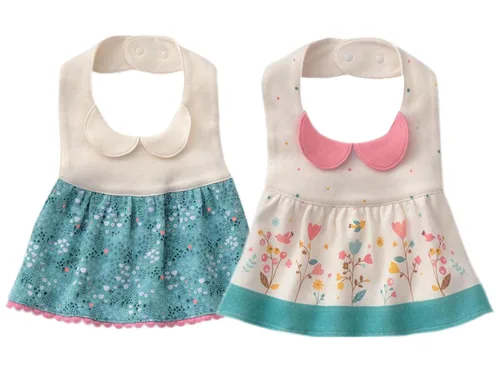 Vista 3 de Paquete de 3 baberos de bebé para niña, impermeables, con broches ajustables
