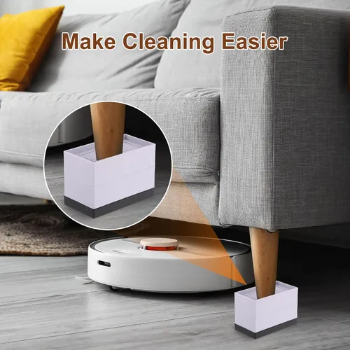 Vista 6 de uxcell Paquete de 4 elevadores rectangulares para cama, borde completo, resistentes y ajustables, de 1.6 pulgadas, para cama, sofá, mesa y sofá