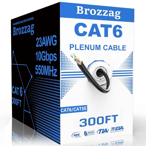 Vista 34 de Cable Ethernet de 20 pies para Cat6/Cat5E, 10 Gbps compatible con Cat8/Cat7, cable de red 24AWG para interiores y exteriores, entierro directo Negro