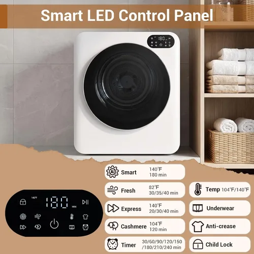 Vista 2 de COSTWAY Secadora de ropa compacta de 1.5 pies cúbicos con panel de control