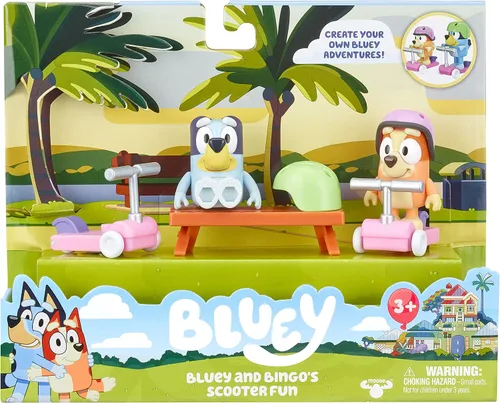 Vista 9 de Bluey Vehículo 2-Pack, 2.5-3" Bingo Figuras Articuladas - Scooter Time