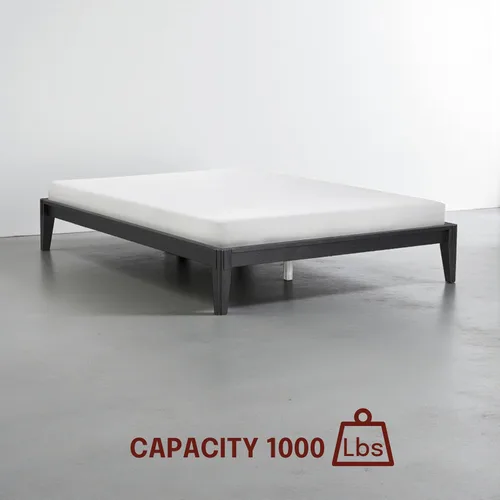 Vista 7 de NTC Bastidores de cama Sapa con cabecero y sin cabecero (sin cabecero, negro quemado, matrimonial)