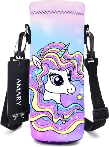 Vista 12 de AMARY - Bolsa de transporte de neopreno para botella de agua, con correa ajustable para el hombro, cubierta aislada para botellas de acero Aves