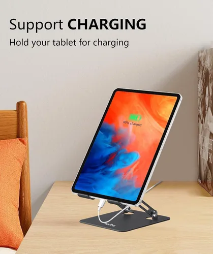 Vista 4 de Aoviho - Soporte para tableta portátil para escritorio, soporte de escritorio ajustable para tableta, soporte de aluminio plegable para iPad Pro