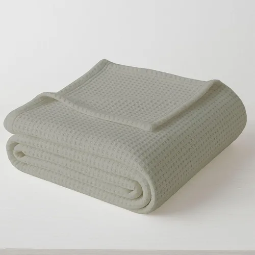 Vista 9 de KRISHNA Manta de cama con tejido de gofre para todas las estaciones, 100% algodón Tencel, suave y transpirable, perfecta para capas, tamaño Marfil
