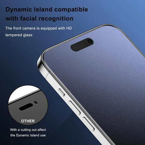 Vista 3 de [2+1 para iPhone 16 Pro Protector de pantalla de privacidad mate y protector de lente de cámara, antideslumbrante, antiespía 9H, película de vidrio