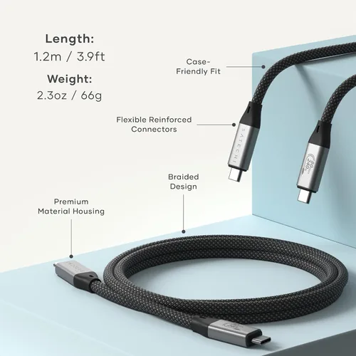 Vista 9 de Satechi OntheGo - Cargador de pared de 67 W con 2 puertos de carga rápida USBC PD y cable USB4 V2 Pro (3.9 ft/3.9 pies) para MacBook Pro/Air, iPad