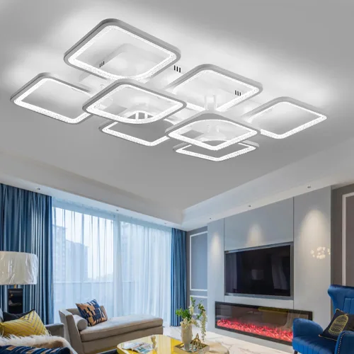 Vista 16 de Lámpara LED de techo regulable, 5 luces de techo de 23 pulgadas, montaje empotrado, lámpara de 80 W para sala de estar, dormitorio, cocina