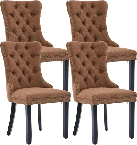 Vista 65 de Juego de 2 sillas de comedor de terciopelo beige, sillas de comedor tapizadas beige01