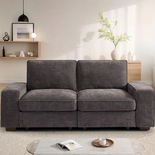 Vista 20 de TEKAMON - Sofá modular de 73" con almacenamiento en el asiento, sofá biplaza moderno de tela de chenilla para sala de estar, oficina, apartamento